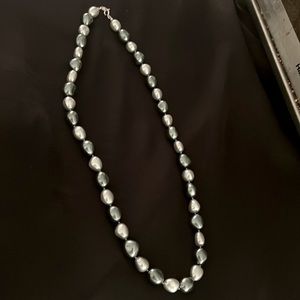 Metallic blue and silver necklace 10.5” strand